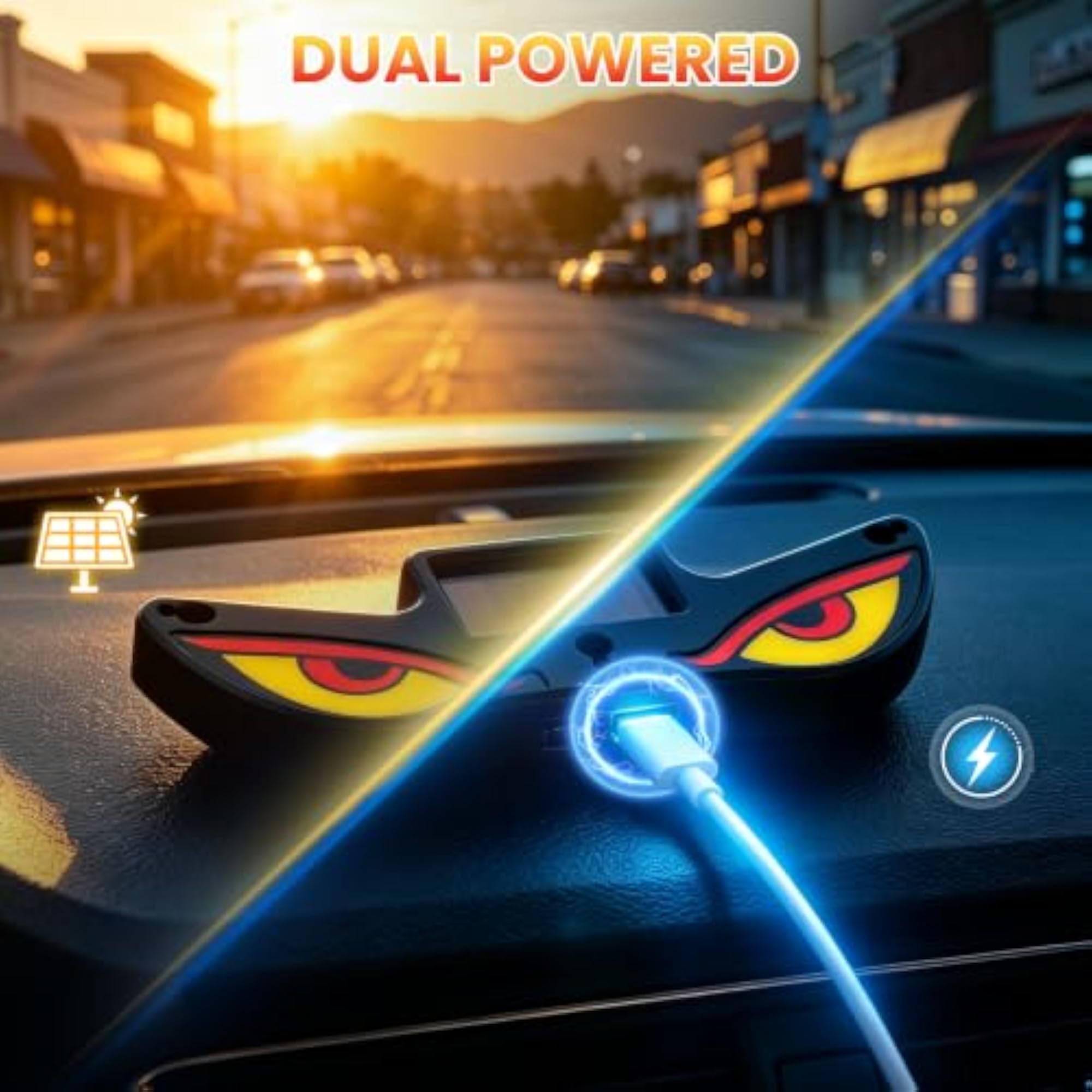 LED Eyes for Car, Solar Demon Eye Wireless Light